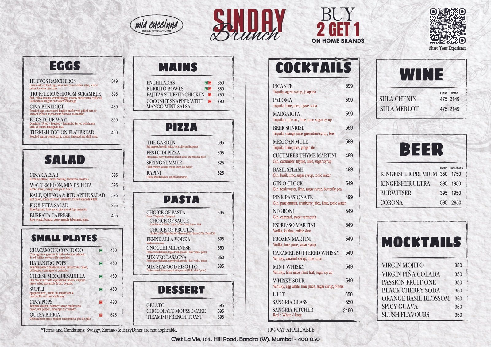 Sunday Brunch Menu